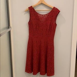 Beautiful lace red dress.
